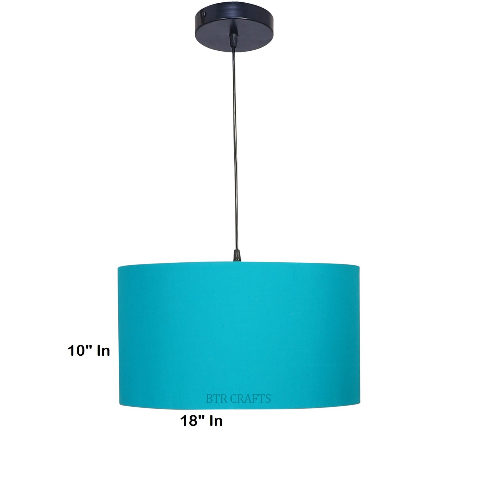 18 Inches Pendant/Hanging Ceiling Light Fixture, Teal Drum Shade for Bedroom, Kitchen, Living Room, Dining Table, Lobby, Kitchen, Black Canopy - Image 4