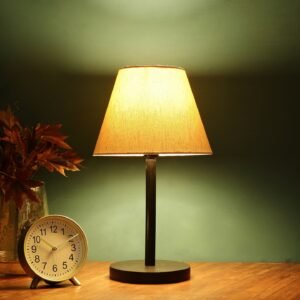 Raven Black Table Lamp Along With Flex Conical Shade For Bedroom, Office And Living Room