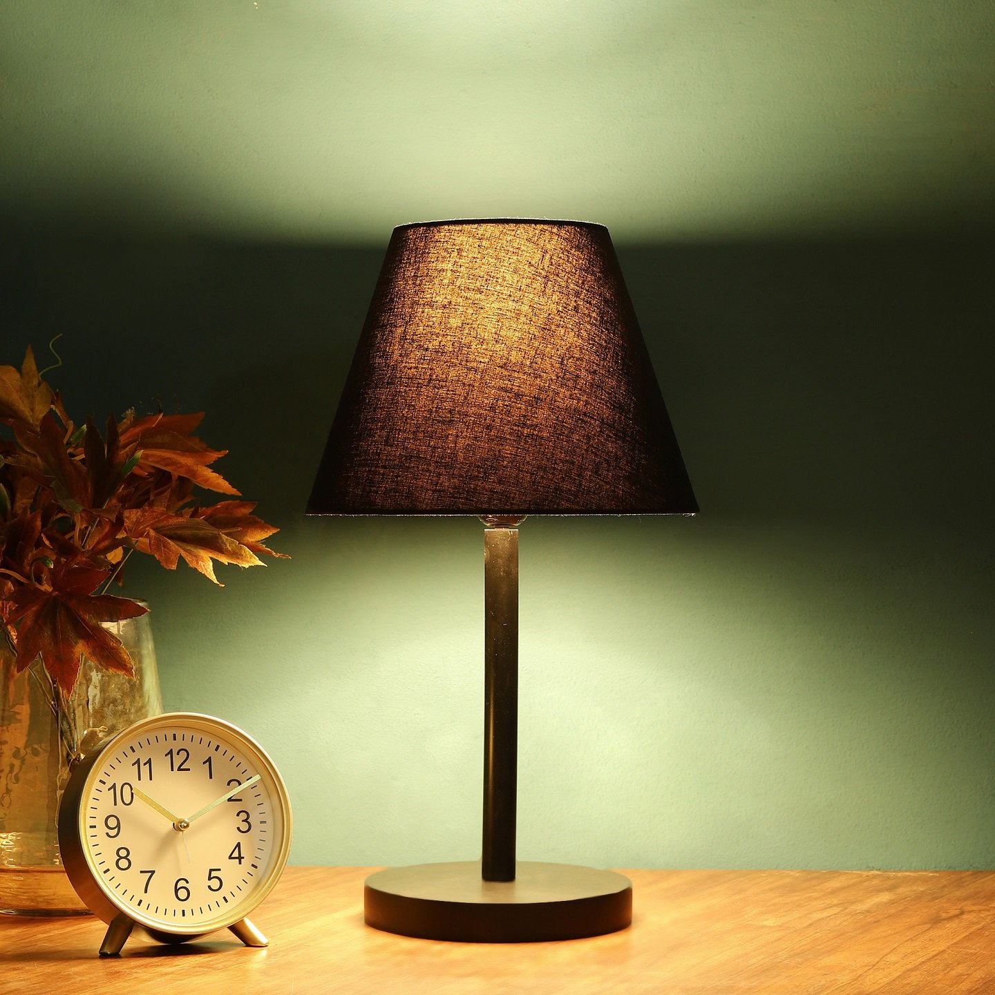 Raven Black Table Lamp Along With Black Conical Shade For Bedroom, Office And Living Room