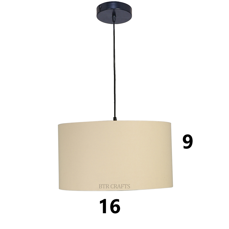 16 Inches Pendant/Hanging Ceiling Light Fixture, Cream Drum Shade for Bedroom, Kitchen, Living Room, Dining Table, Lobby, Kitchen, Black Canopy - Image 4