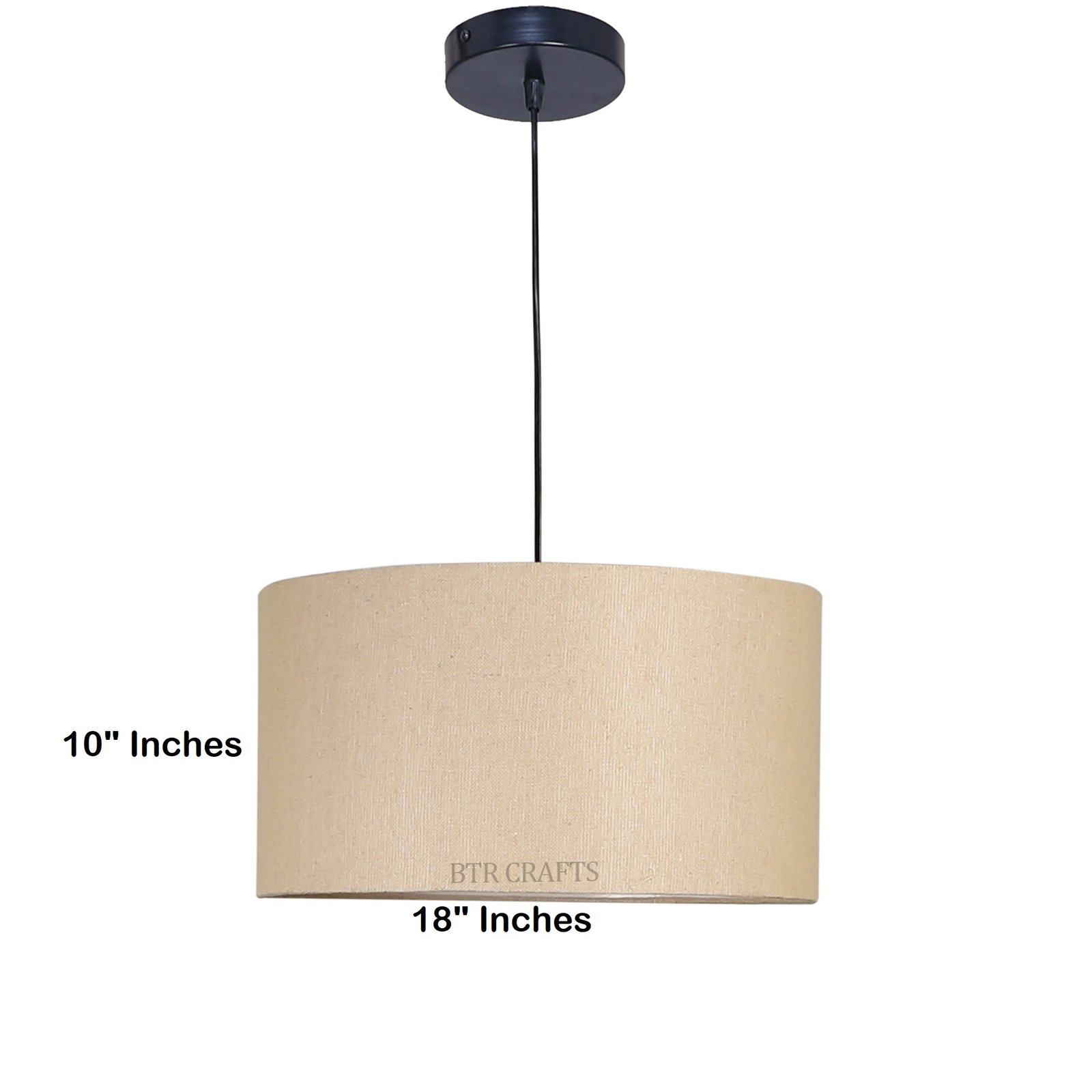 18 Inches Pendant/Hanging Ceiling Light Fixture, Premium Jute Drum Shade for Bedroom, Kitchen, Living Room, Dining Table, Lobby, Kitchen, Black Canopy - Image 4