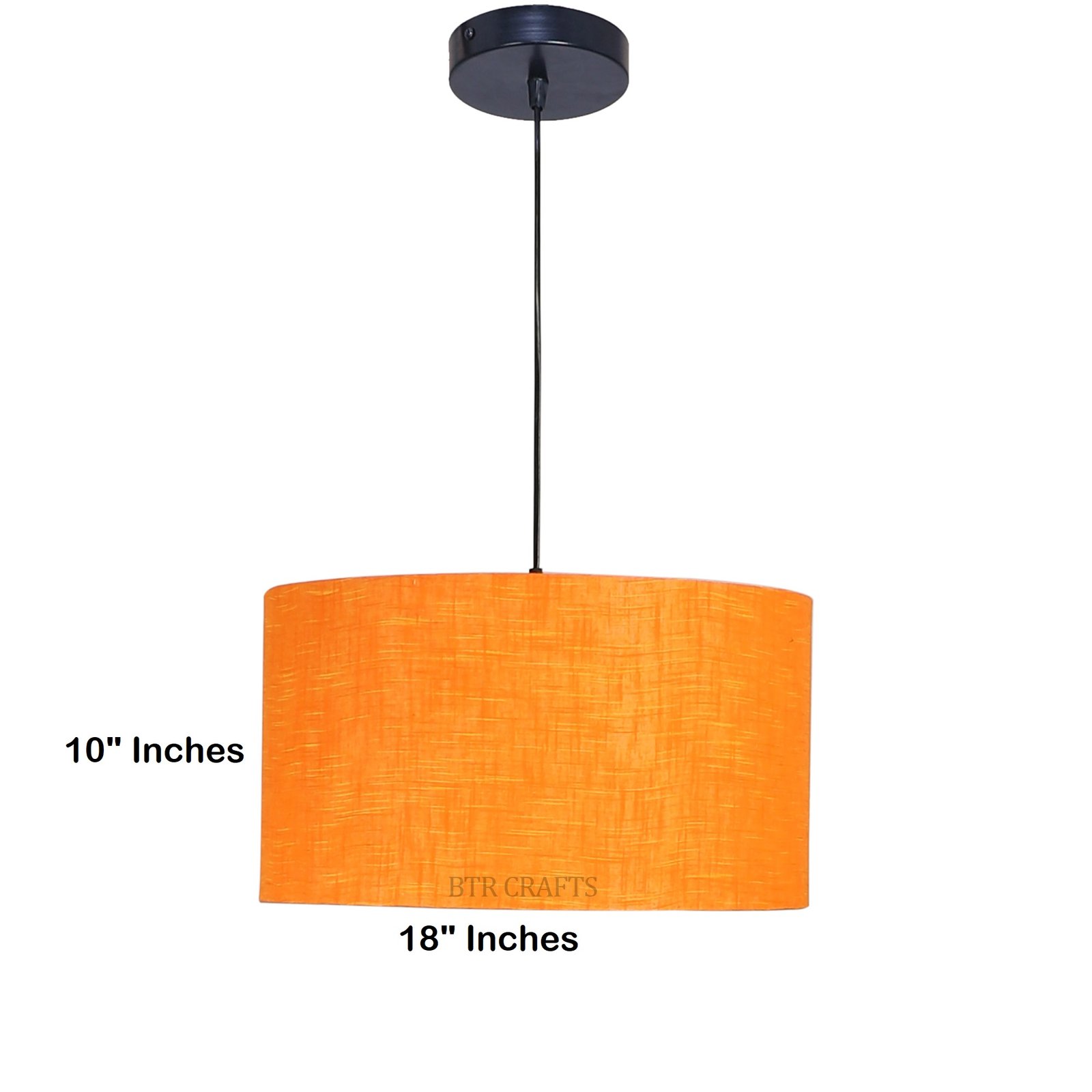 18 Inches Pendant/Hanging Ceiling Light Fixture, Orange Texture Drum Shade for Bedroom, Kitchen, Living Room, Dining Table, Lobby, Kitchen, Black Canopy - Image 4