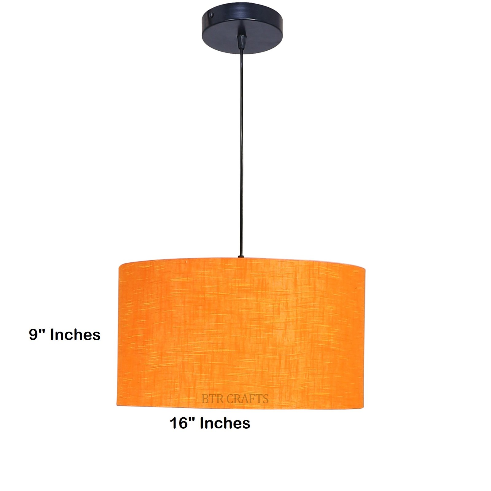 16 Inches Pendant/Hanging Ceiling Light Fixture, Orange Texture Drum Shade for Bedroom, Kitchen, Living Room, Dining Table, Lobby, Kitchen, Black Canopy - Image 4