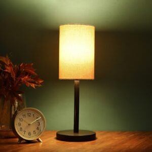 Raven Black Table Lamp Along With Flex Cylinder Shade For Bedroom, Office And Living Room