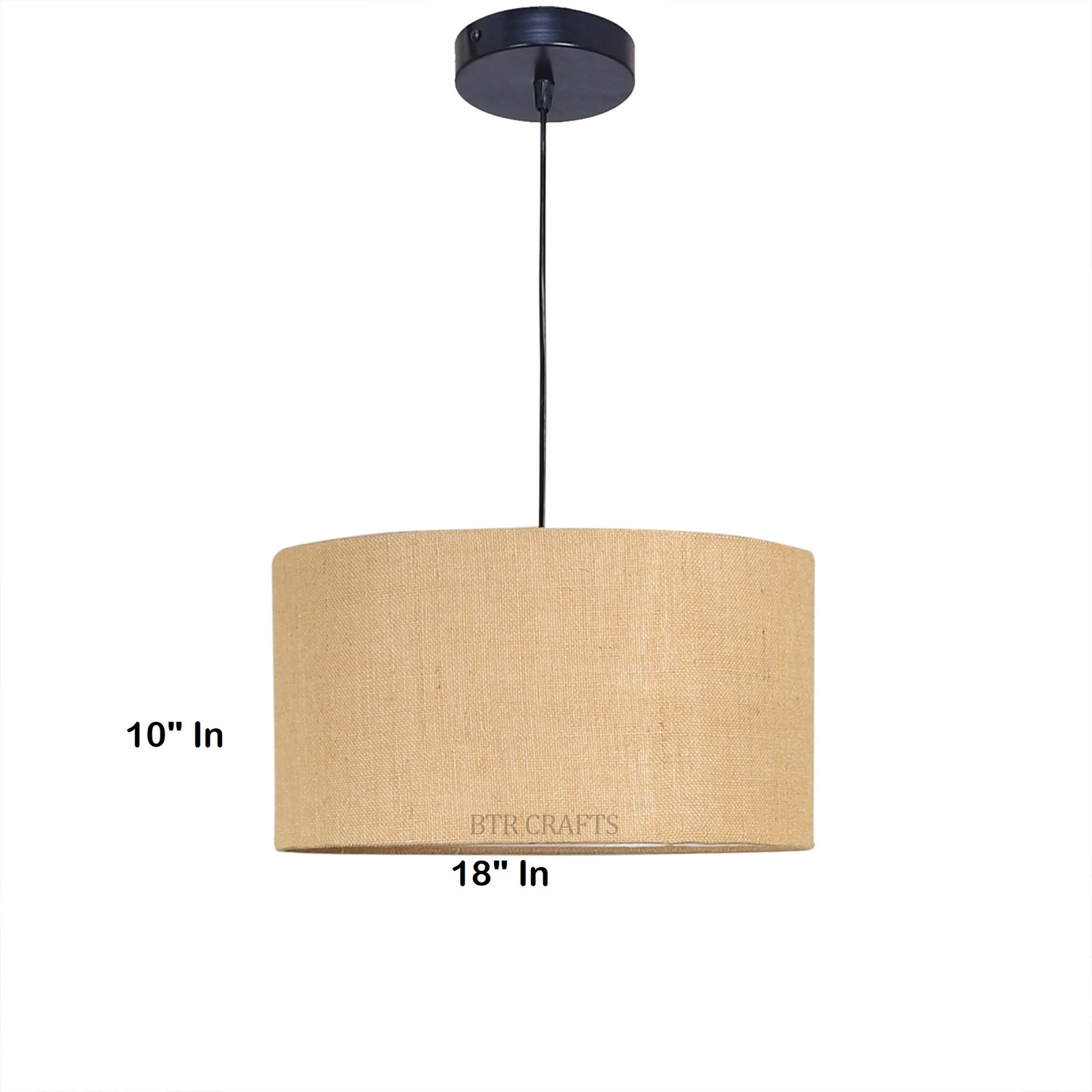 18 Inches Pendant/Hanging Ceiling Light Fixture, Natural Jute Drum Shade for Bedroom, Kitchen, Living Room, Dining Table, Lobby, Kitchen, Black Canopy - Image 4