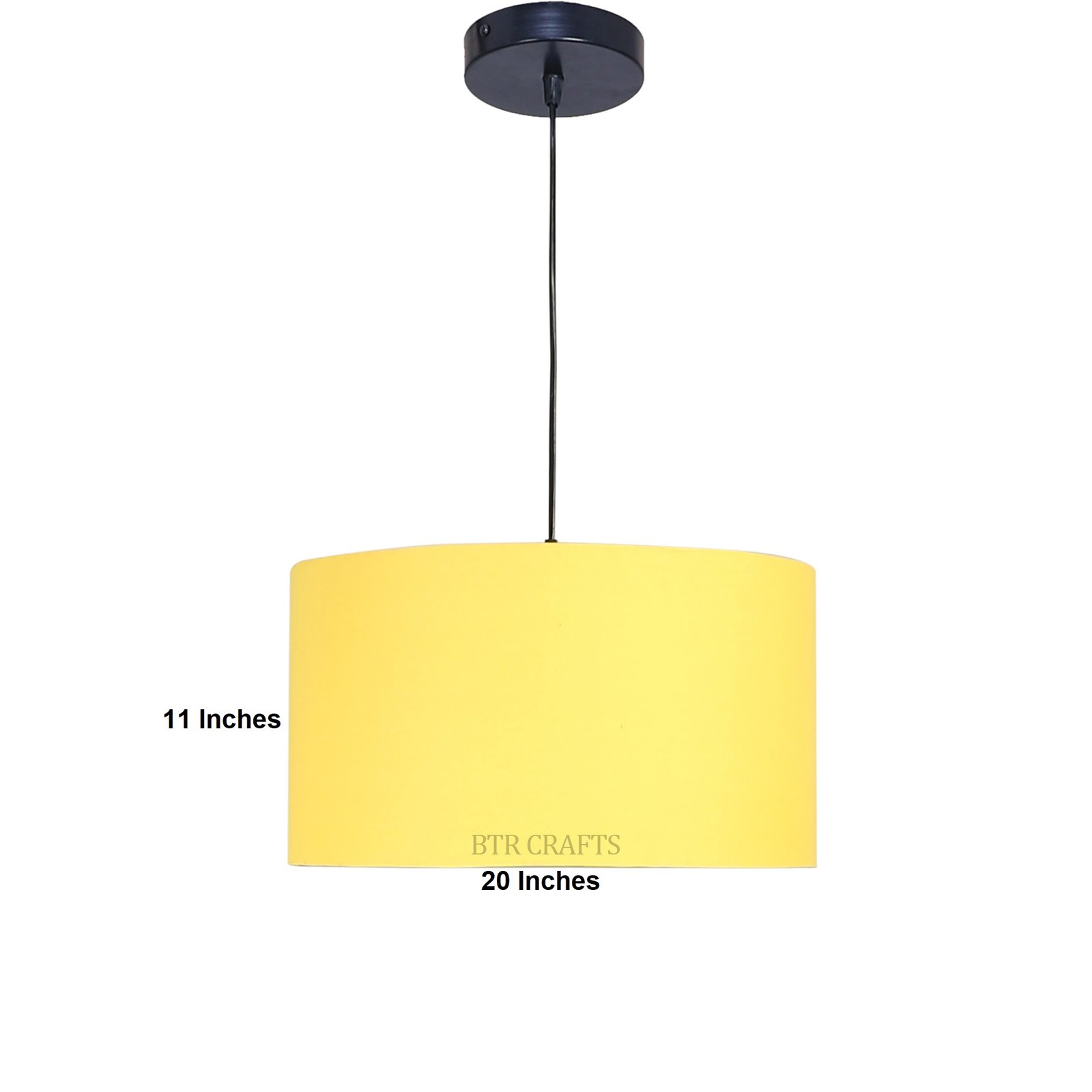 20 Inches Pendant/Hanging Ceiling Light Fixture, Dark Yellow Drum Shade for Bedroom, Kitchen, Living Room, Dining Table, Lobby, Kitchen, Black Canopy - Image 4