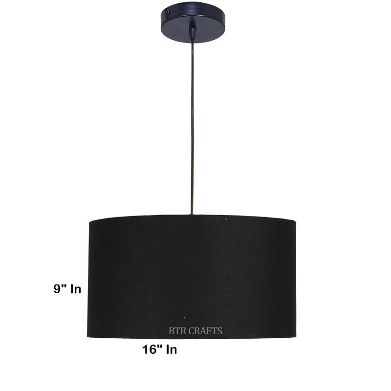 16 Inches Pendant/Hanging Ceiling Light Fixture, Black Drum Shade for Bedroom, Kitchen, Living Room, Dining Table, Lobby, Kitchen, Black Canopy - Image 4