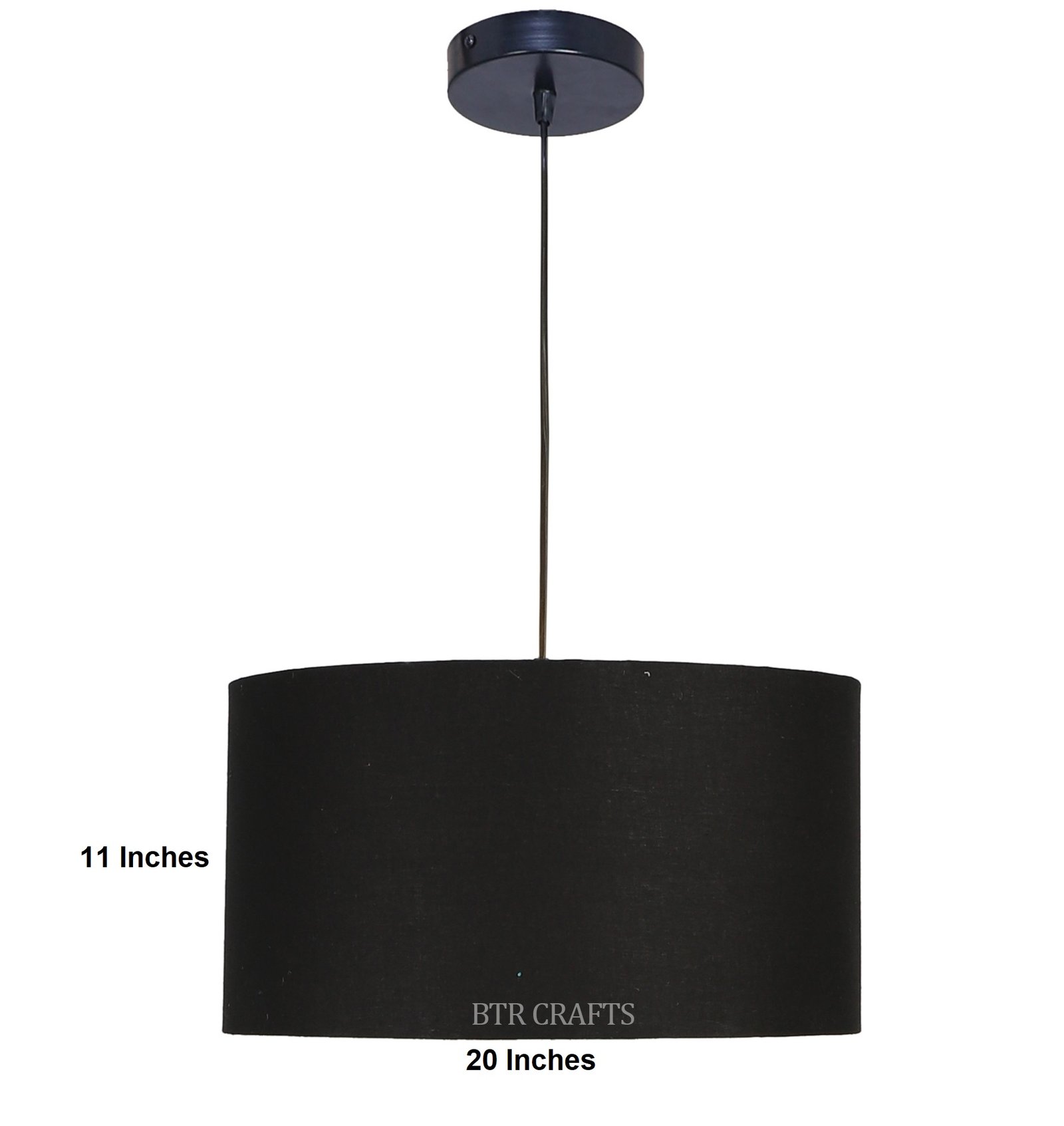 20 Inches Pendant/Hanging Ceiling Light Fixture, Black Drum Shade for Bedroom, Kitchen, Living Room, Dining Table, Lobby, Kitchen, Black Canopy - Image 4