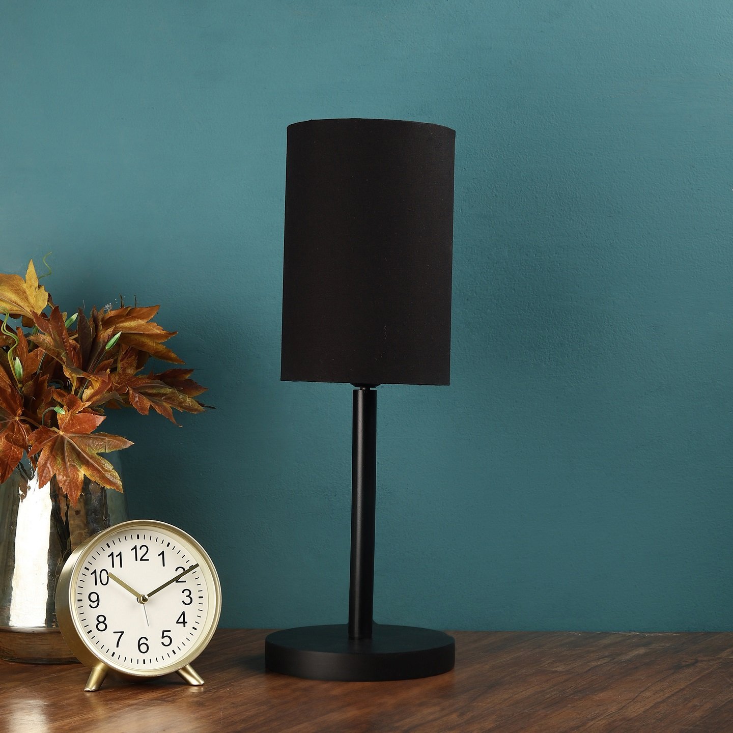 Raven Black Table Lamp Along With Black Cylinder Shade For Bedroom, Office And Living Room - Image 2