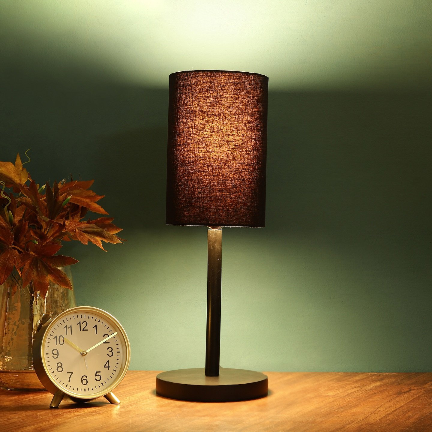 Raven Black Table Lamp Along With Black Cylinder Shade For Bedroom, Office And Living Room