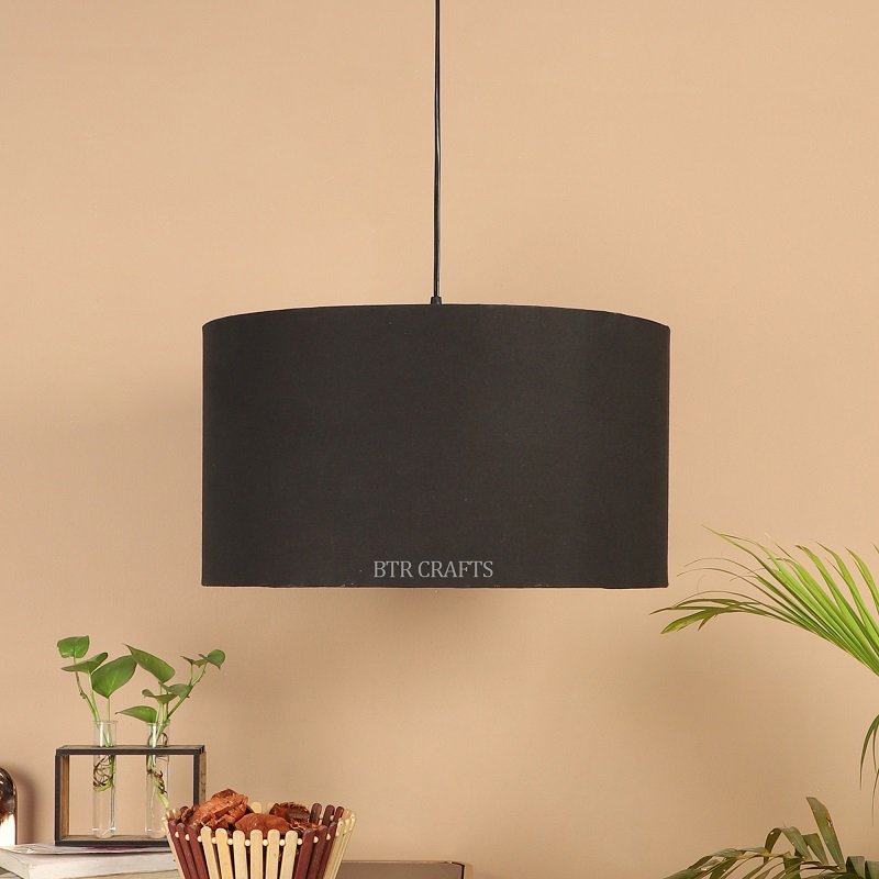 16 Inches Pendant/Hanging Ceiling Light Fixture, Black Drum Shade for Bedroom, Kitchen, Living Room, Dining Table, Lobby, Kitchen, Black Canopy - Image 3