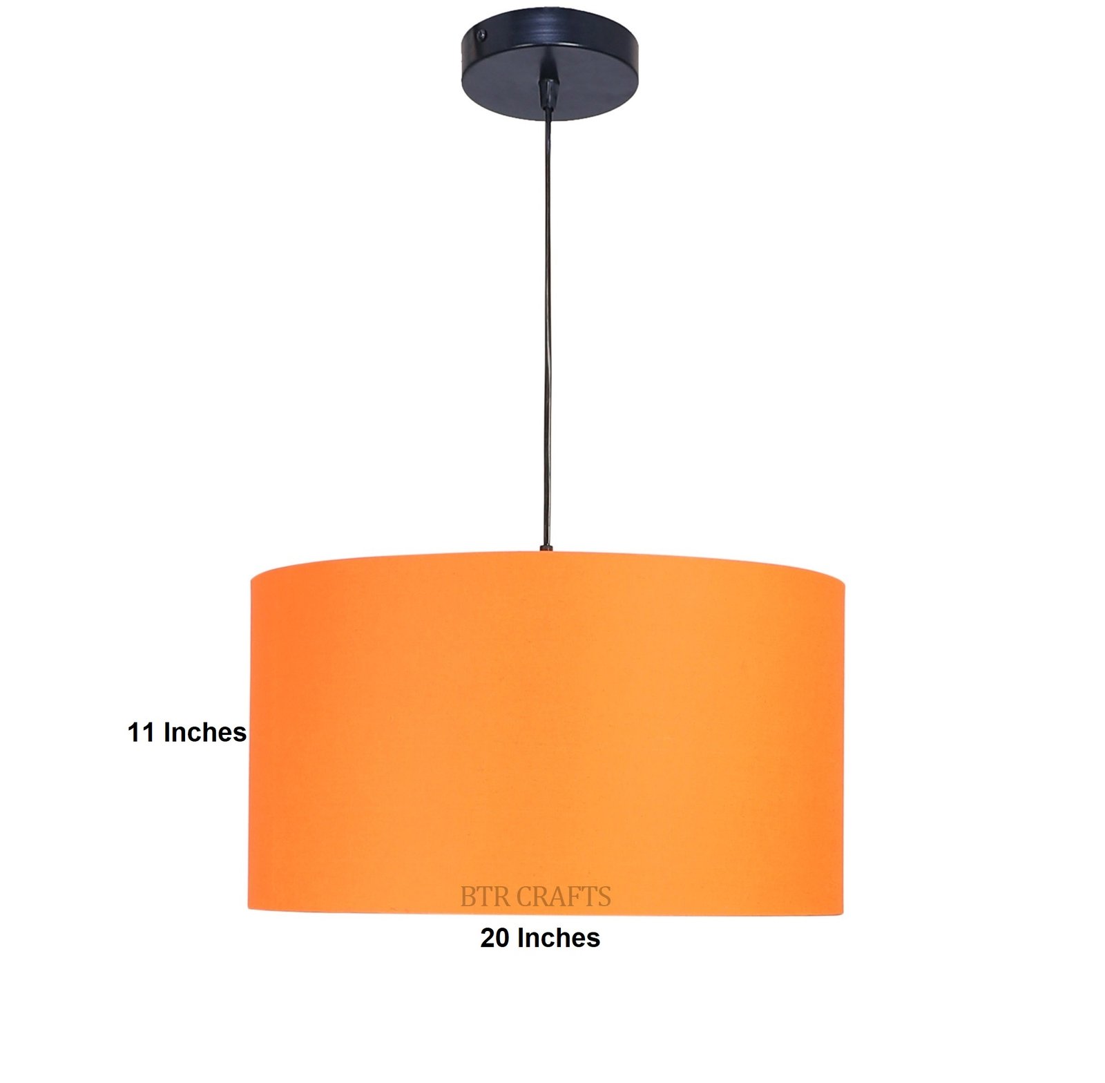 20 Inches Pendant/Hanging Ceiling Light Fixture, Orange Drum Shade for Bedroom, Kitchen, Living Room, Dining Table, Lobby, Kitchen, Black Canopy - Image 4