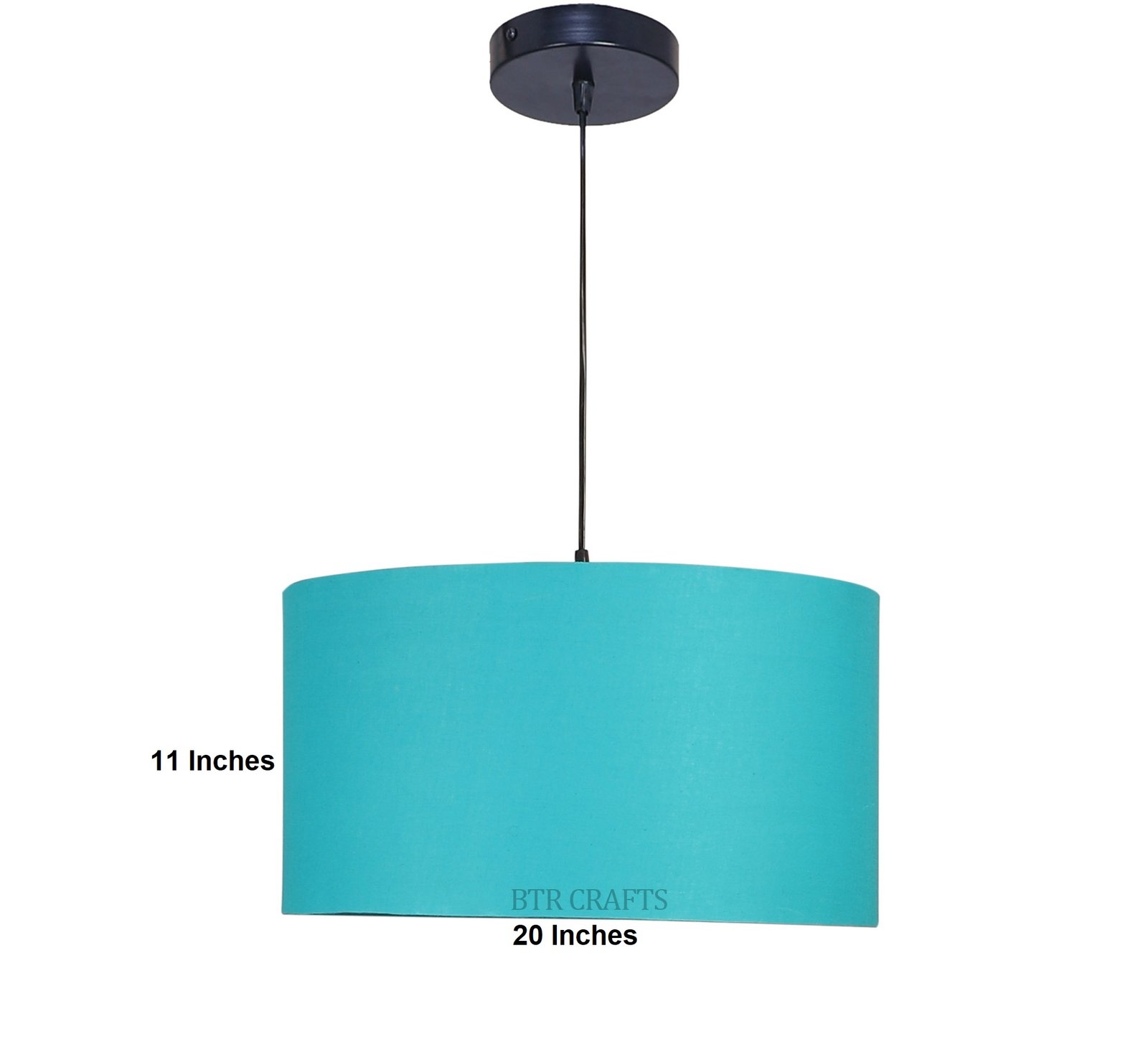 20 Inches Pendant/Hanging Ceiling Light Fixture, Teal Drum Shade for Bedroom, Kitchen, Living Room, Dining Table, Lobby, Kitchen, Black Canopy - Image 4