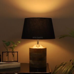 Heavy Matki Wooden Table Lamp Suitable For Bedroom Office And Living Room, Pack Of 1(Complete Set)