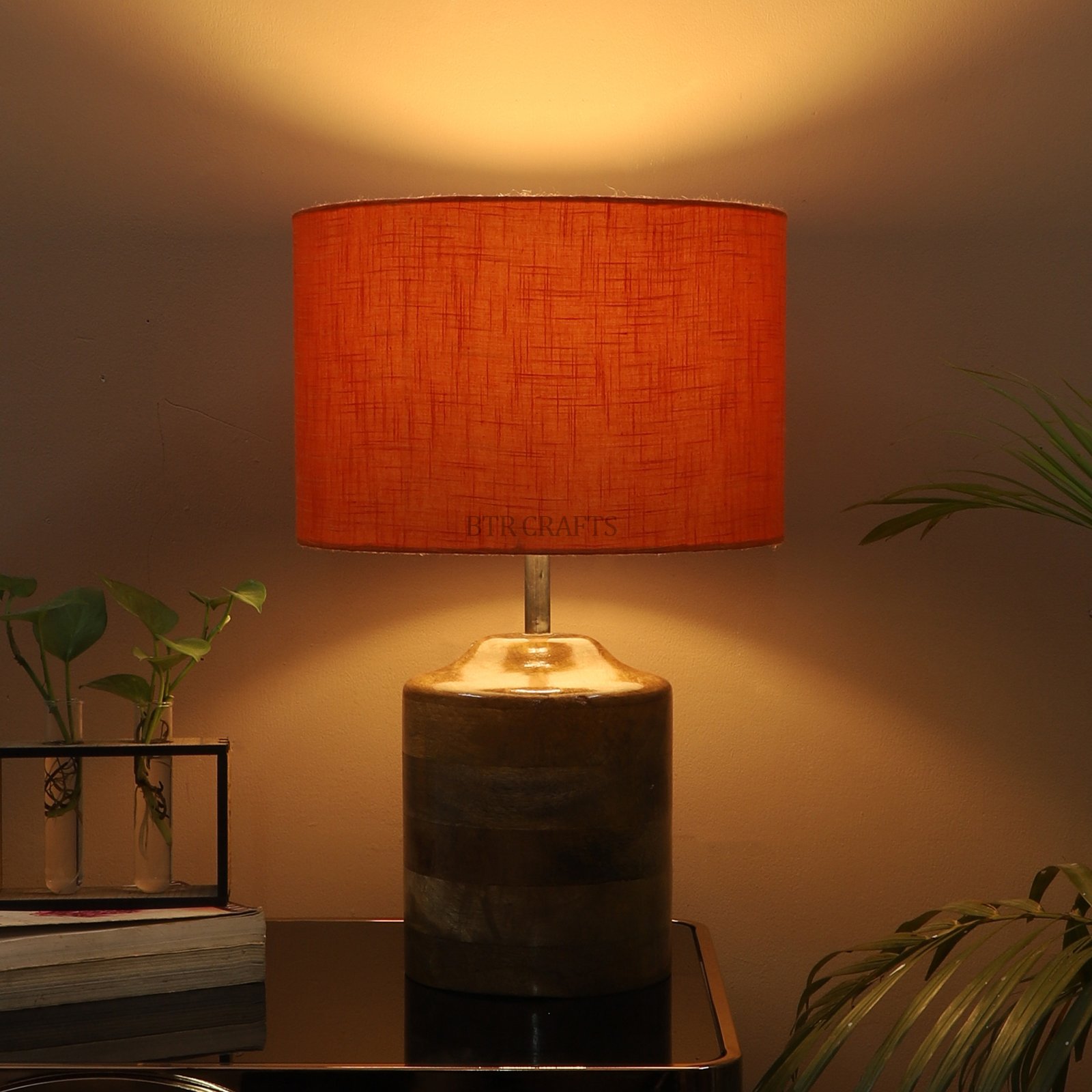 Heavy Matki Wooden Table Lamp Suitable For Bedroom Office And Living Room, Pack Of 1(Complete Set)