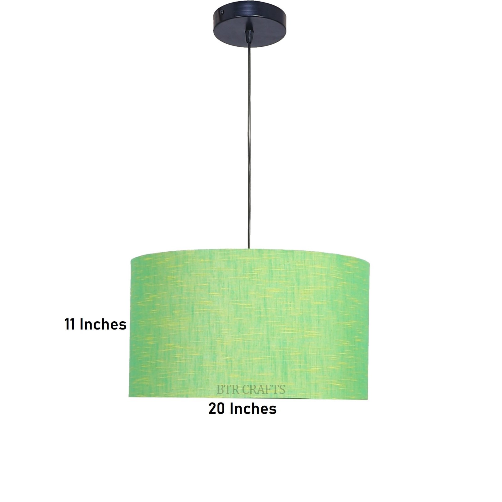 20 Inches Pendant/Hanging Ceiling Light Fixture, Green Texture Drum Shade for Bedroom, Kitchen, Living Room, Dining Table, Lobby, Kitchen, Black Canopy - Image 4