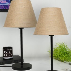 Black Metal Table Lamp Suitable For Bedroom Office And Living Room, Pack Of 2(Complete Set)