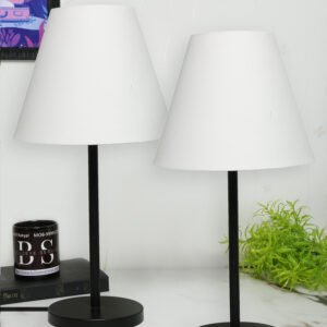 Black Metal Table Lamp Suitable For Bedroom Office And Living Room, Pack Of 2(Complete Set)