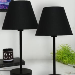 Black Metal Table Lamp Suitable For Bedroom Office And Living Room, Pack Of 2(Complete Set)