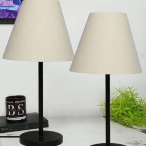 Black Metal Table Lamp Suitable For Bedroom Office And Living Room, Pack Of 2(Complete Set)