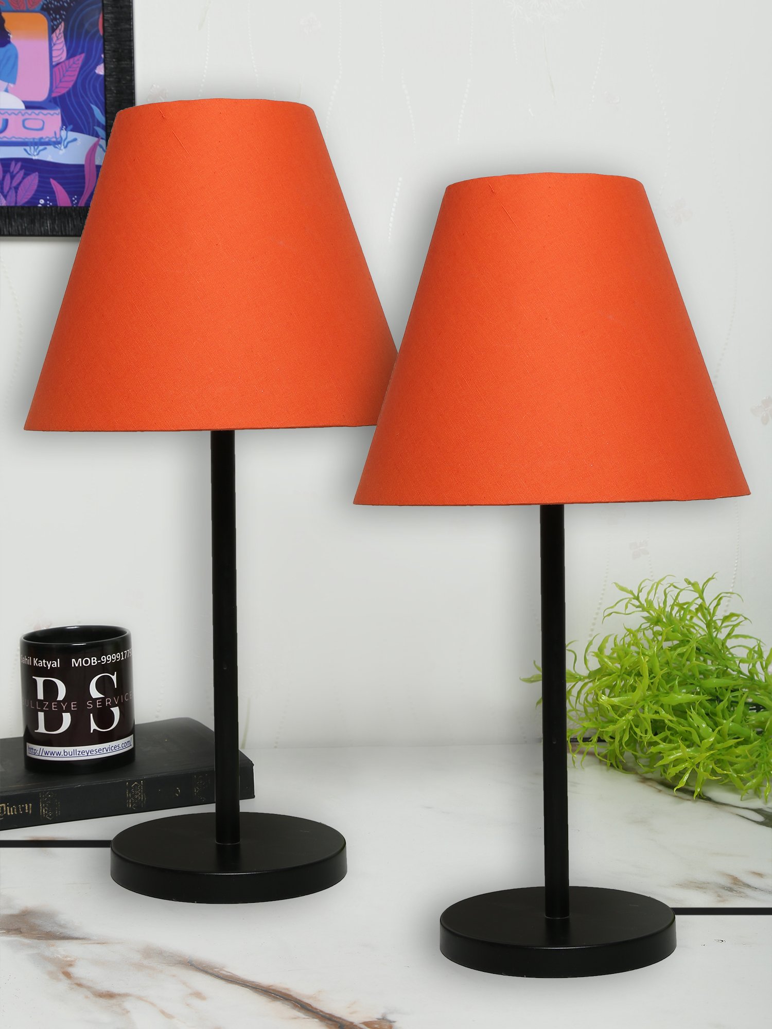 Black Metal Table Lamp Suitable For Bedroom Office And Living Room, Pack Of 2(Complete Set)