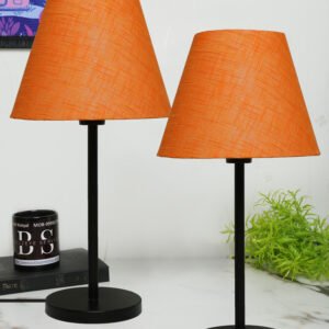 Black Metal Table Lamp Suitable For Bedroom Office And Living Room, Pack Of 2(Complete Set)