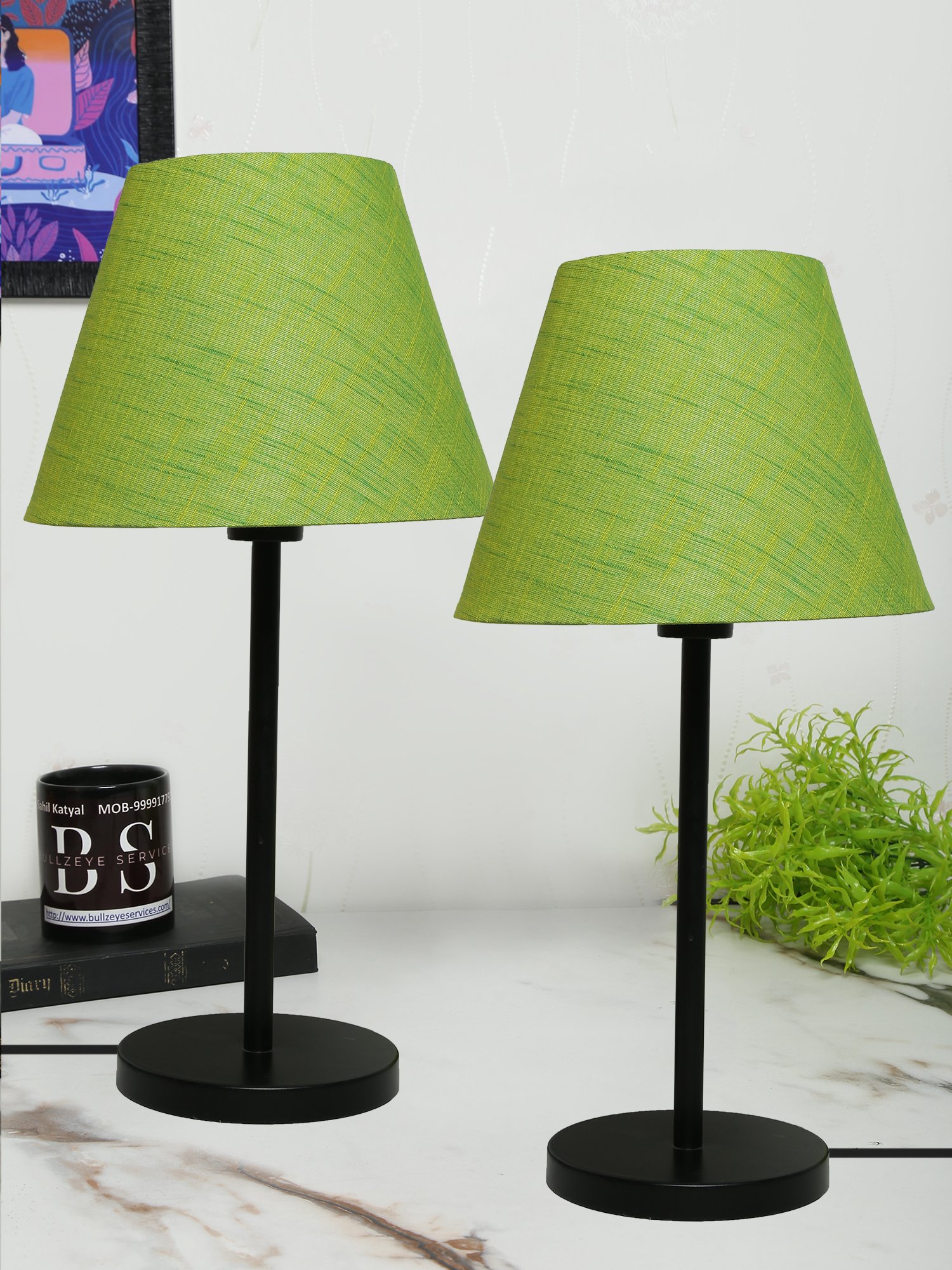 Black Metal Table Lamp Suitable For Bedroom Office And Living Room, Pack Of 2(Complete Set)
