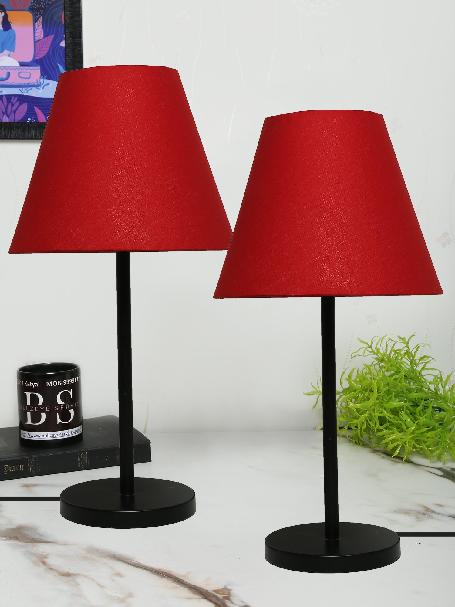 Black Metal Table Lamp Suitable For Bedroom Office And Living Room, Pack Of 2(Complete Set)