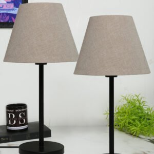 Black Metal Table Lamp Suitable For Bedroom Office And Living Room, Pack Of 2(Complete Set)