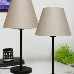 Black Metal Table Lamp Suitable For Bedroom Office And Living Room, Pack Of 2(Complete Set)