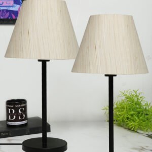 Black Metal Table Lamp Suitable For Bedroom Office And Living Room, Pack Of 2(Complete Set)