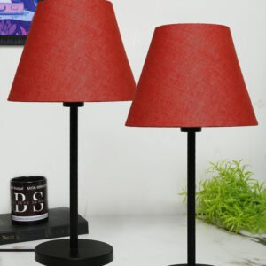 Black Metal Table Lamp Suitable For Bedroom Office And Living Room, Pack Of 2(Complete Set)