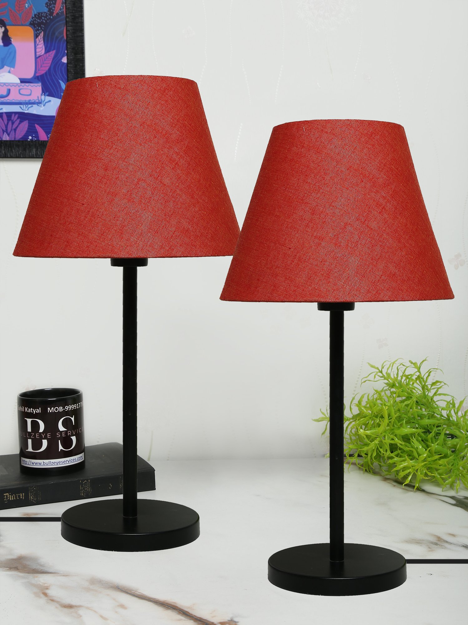 Black Metal Table Lamp Suitable For Bedroom Office And Living Room, Pack Of 2(Complete Set)