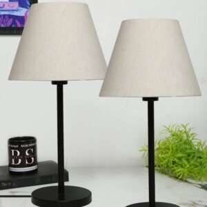 Black Metal Table Lamp Suitable For Bedroom Office And Living Room, Pack Of 2(Complete Set)