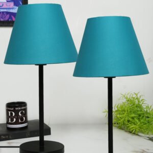 Black Metal Table Lamp Suitable For Bedroom Office And Living Room, Pack Of 2(Complete Set)