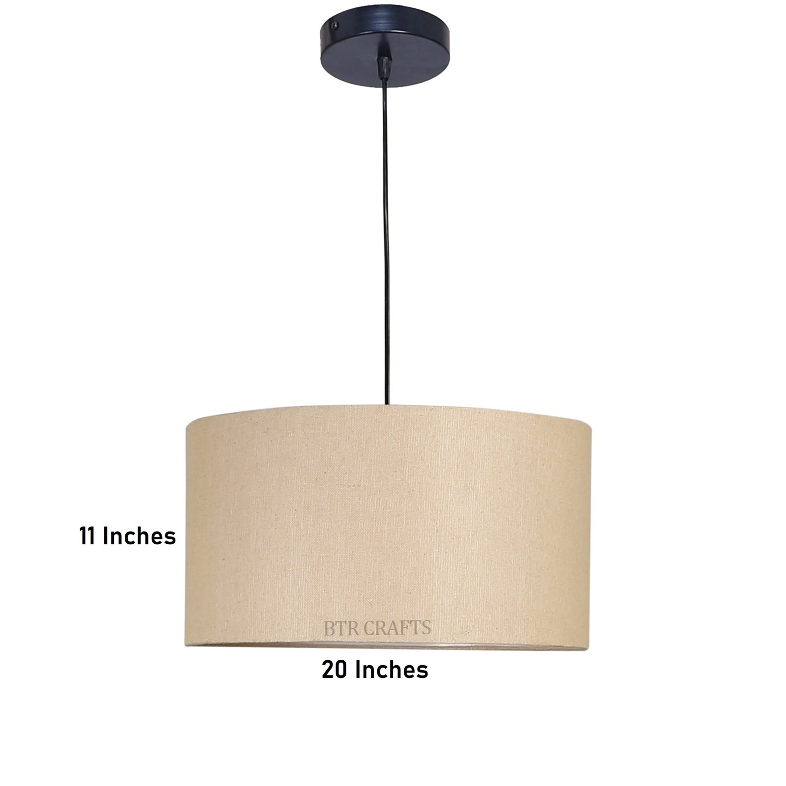 20 Inches Pendant/Hanging Ceiling Light Fixture, Premium Jute Drum Shade for Bedroom, Kitchen, Living Room, Dining Table, Lobby, Kitchen, Black Canopy - Image 4