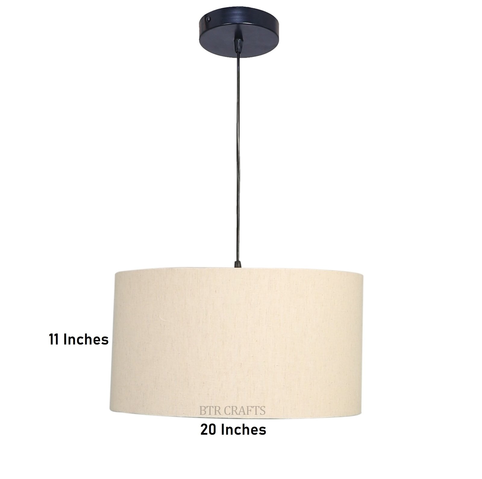 20 Inches Pendant/Hanging Ceiling Light Fixture, Flex Drum Shade for Bedroom, Kitchen, Living Room, Dining Table, Lobby, Kitchen, Black Canopy - Image 3