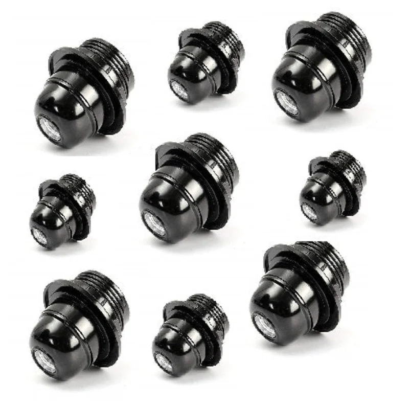 E27 Bulb Holder (5 Cm, Black)- Set Of 15