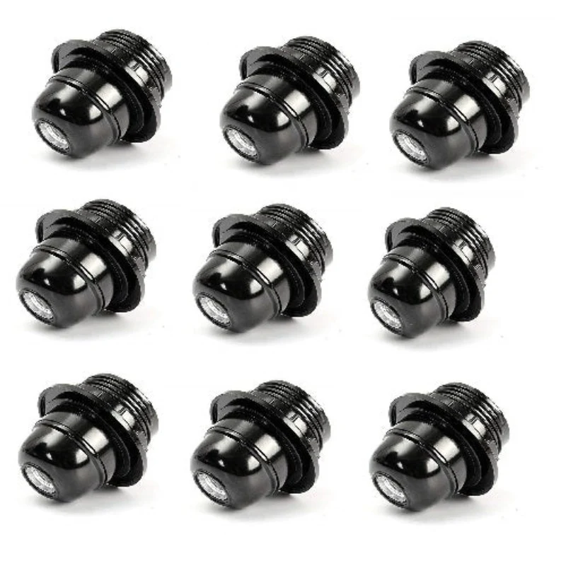 E27 Bulb Holder (5 Cm, Black)- Set Of 10