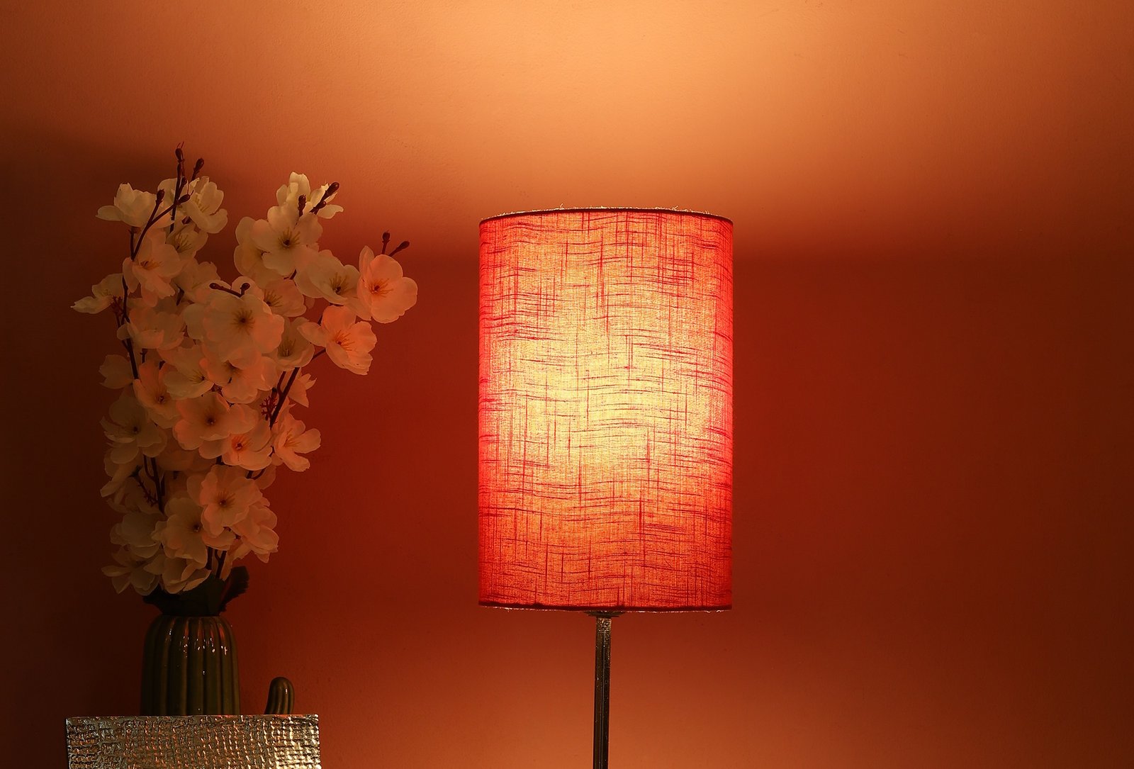 Red Texture Color Cylinder Lamp Shade Suitable For Table Lamp