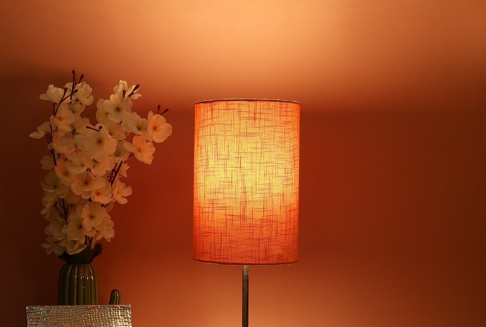 Orange Texture Color Cylinder Lamp Shade Suitable For Table Lamp